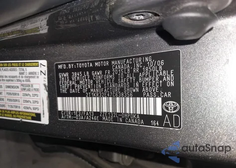 2007 Toyota Corolla Matrix Xr из США, поврежденный, VIN 2T1KR32E47C638356